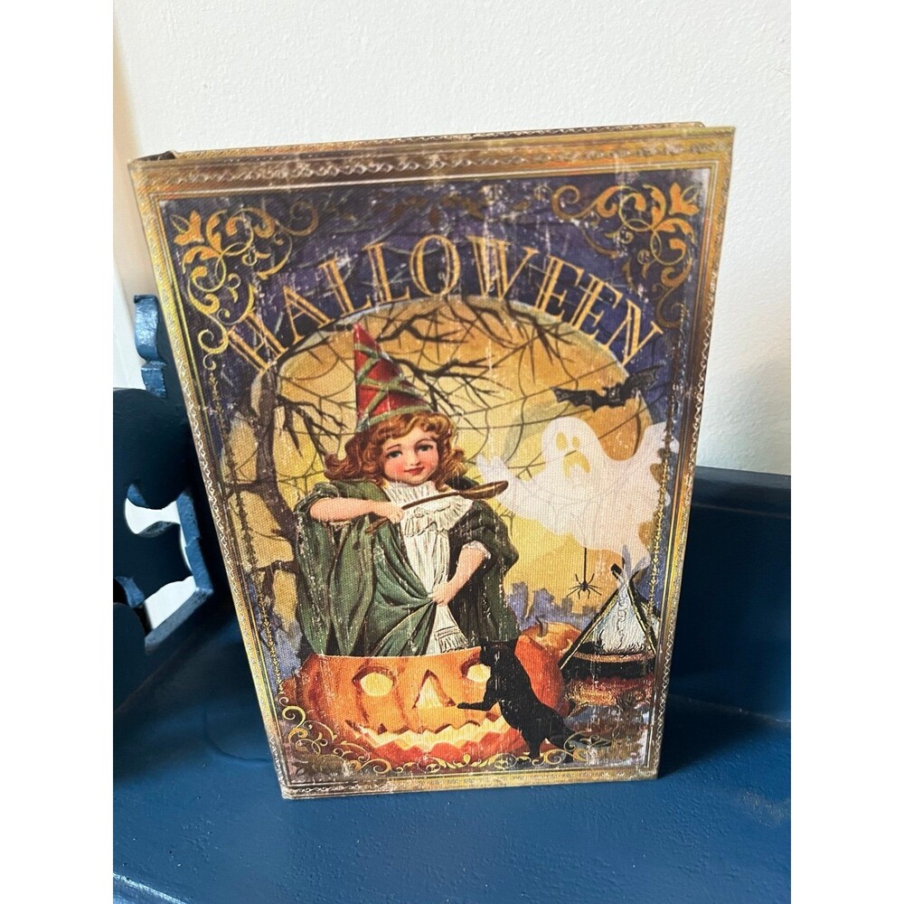 Vintage Style Witch Halloween Book Storage Box